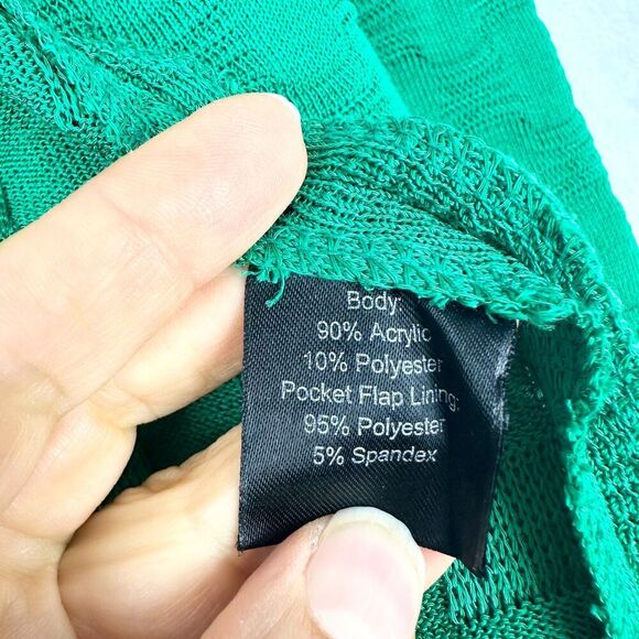 Misook Lilly Textured Jacket Cardigan Open Front Size Small Kelly Green - Picture 4 of 6